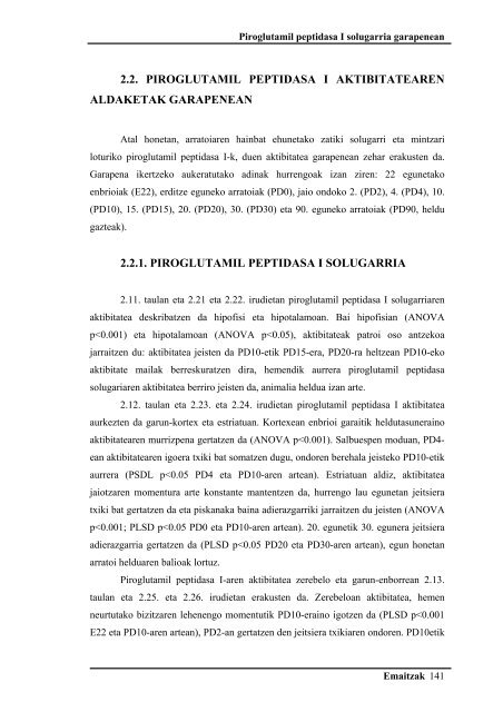 Prolil endopeptidasa eta piroglutamil peptidasa I ... - Euskara