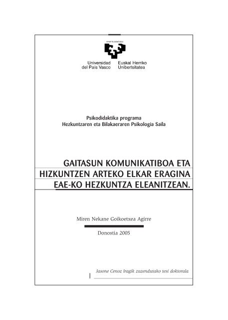 Gaitasun komunikatiboa eta hizkuntzen arteko elkar eragina EAE-ko ...