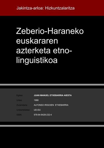 Zeberio-Haraneko euskararen azterketa etno- linguistikoa