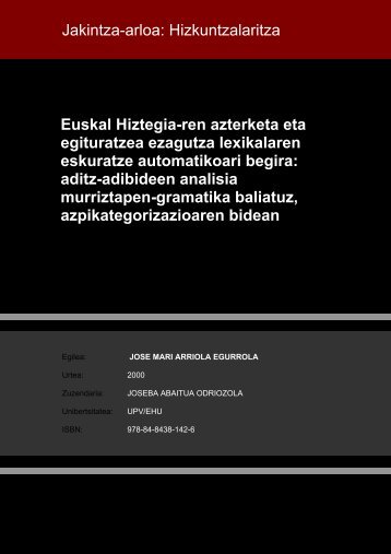 Euskal Hiztegia-ren azterketa eta egituratzea ezagutza ... - Euskara