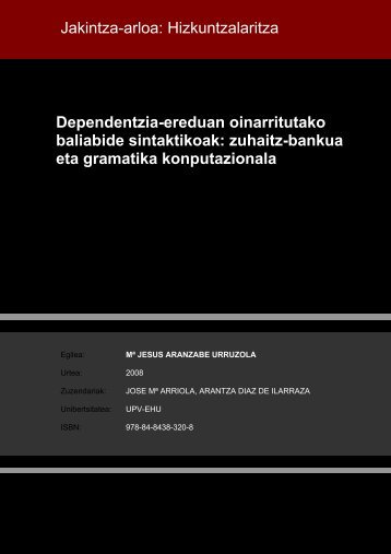 Dependentzia-ereduan oinarritutako baliabide sintaktikoak - Euskara