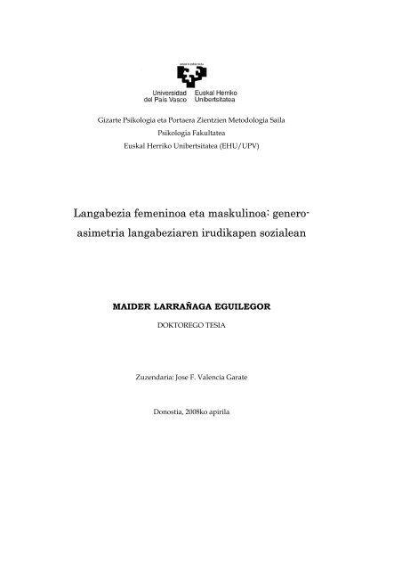 genero- asimetria langabeziaren irudikapen sozialean - Euskara