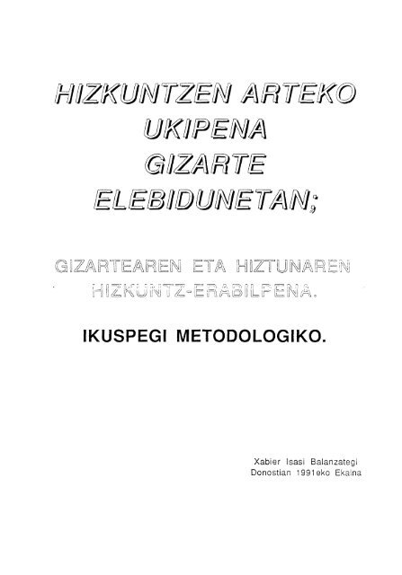 Hizkuntzen arteko ukipena gizarte elebidunetan ... - Euskara