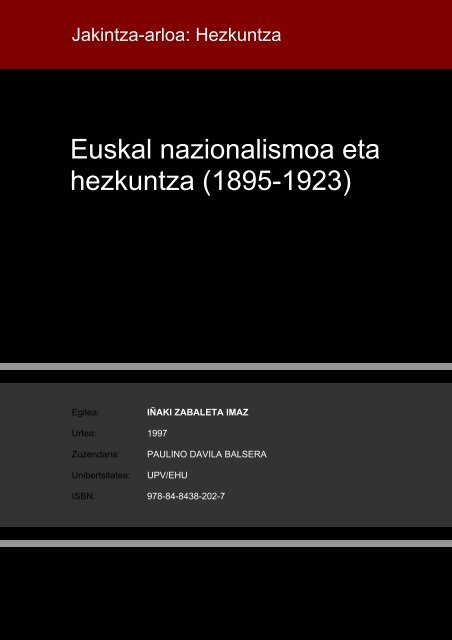 Euskal nazionalismoa eta hezkuntza (1895-1923) - Euskara