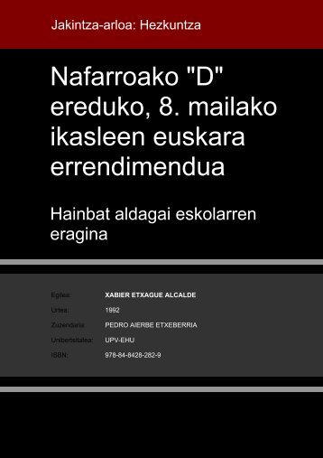 Nafarroako "D" ereduko, 8. mailako ikasleen euskara errendimendua