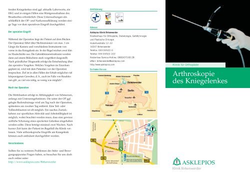 Arthroskopie des Kniegelenkes - Asklepios