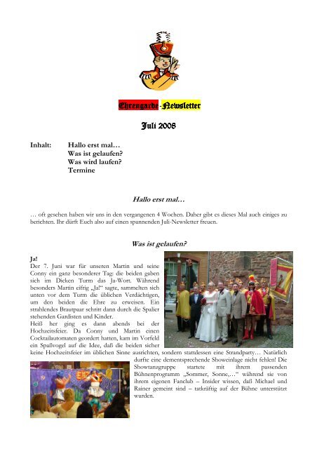 Ehrengarde Ehrengarde-Newsletter Newsletter ... - Narrenzunft