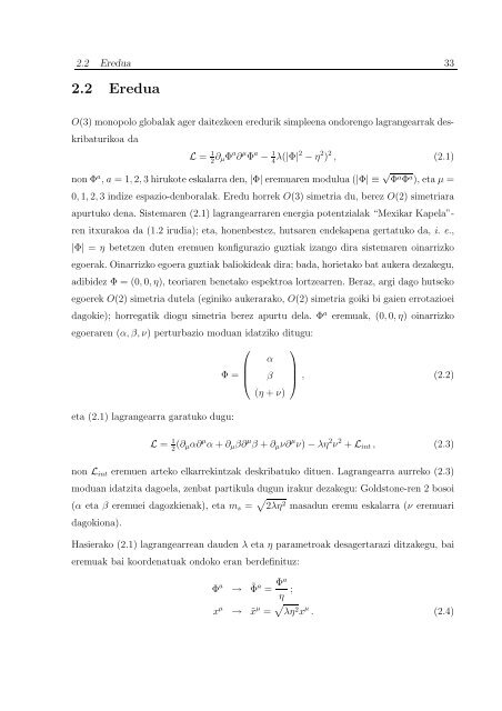 Eremu-teorietako objetu hedatuen ezaugarri bitxiak ... - Euskara