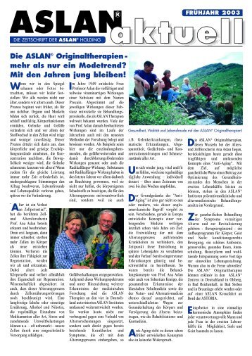 Die ASLAN® Originaltherapien - mehr als nur ein Modetrend? Mit ...