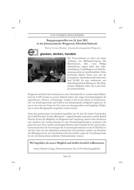 Rundbrief 2/2012 - Evangelische Akademikerschaft in Deutschland