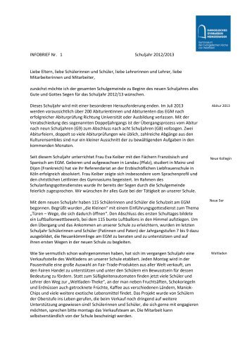 Elternbrief 1 - Evangelisches Gymnasium Meinerzhagen