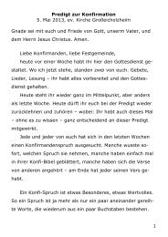 Konfirmation 2013 Predigt von Pfr. I. Stromberger, 5. Mai 2013