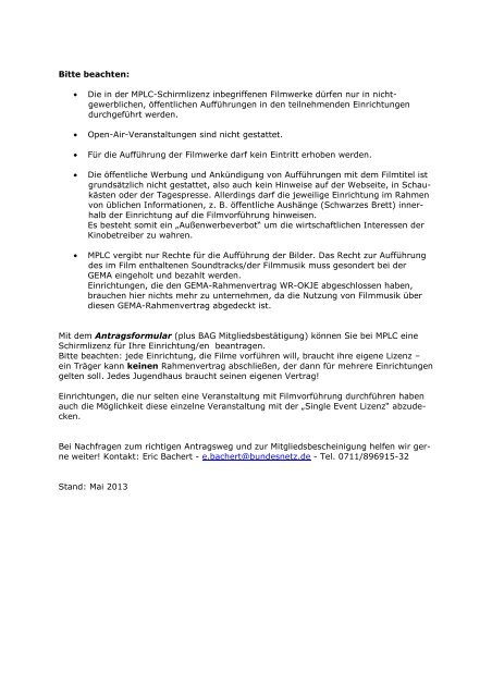 Rahmenvertrag zur Filmlizenzierung mit der MPLC - Evangelische ...
