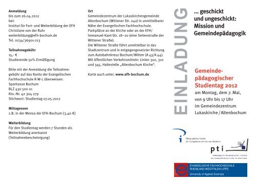 Flyer zum Studientag - Evangelische Jugend von Westfalen