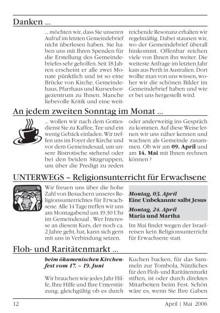 Gemeindebrief April/Mai 2006 - Evangelische Kirchengemeinde ...