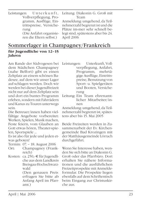 Gemeindebrief April/Mai 2006 - Evangelische Kirchengemeinde ...