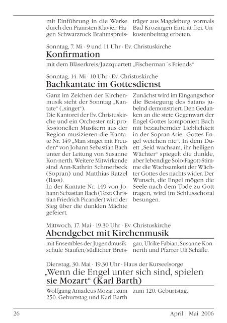 Gemeindebrief April/Mai 2006 - Evangelische Kirchengemeinde ...