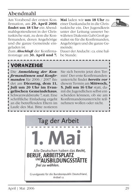 Gemeindebrief April/Mai 2006 - Evangelische Kirchengemeinde ...