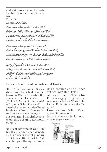 Gemeindebrief April/Mai 2006 - Evangelische Kirchengemeinde ...