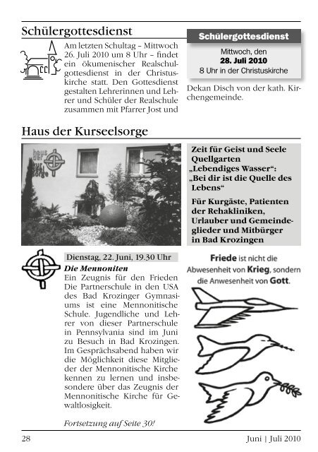 Juni | Juli 2010 - Evangelische Kirchengemeinde Bad Krozingen