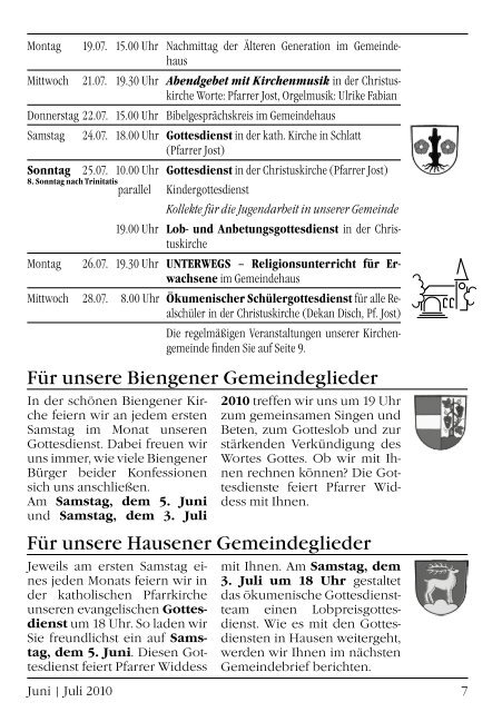 Juni | Juli 2010 - Evangelische Kirchengemeinde Bad Krozingen