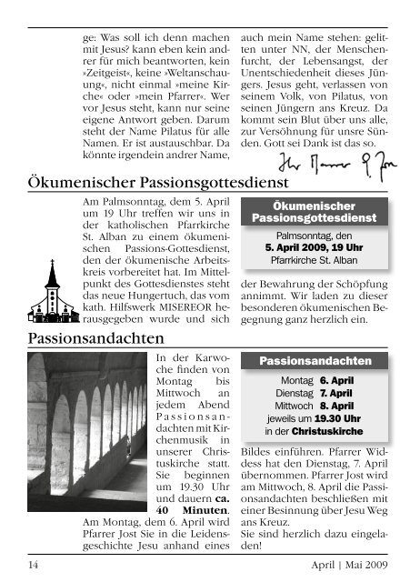 Gemeindebrief April/Mai 2009 - Evangelische Kirchengemeinde ...