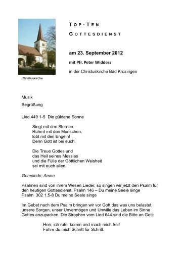 am 23. September 2012 - Evangelische Kirchengemeinde Bad ...