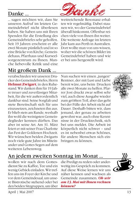 Gemeindebrief April/Mai 2007 - Evangelische Kirchengemeinde ...