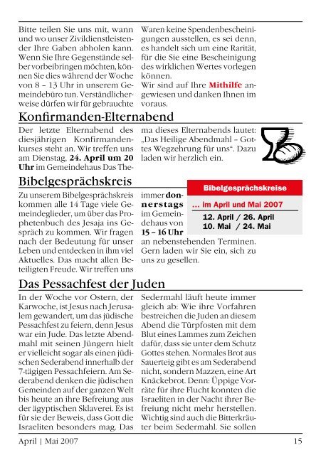 Gemeindebrief April/Mai 2007 - Evangelische Kirchengemeinde ...