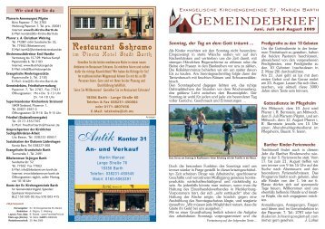 Gemeindebrief - Evangelische Kirchengemeinde ´St. Marien zu Barth