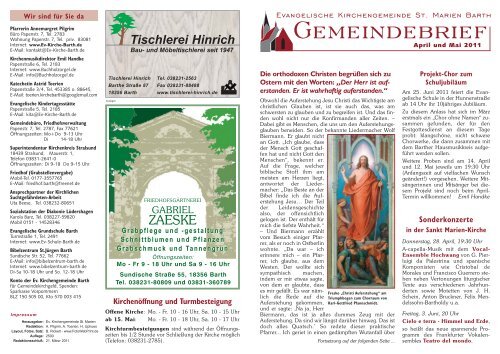 Gemeindebrief - Evangelische Kirchengemeinde ´St. Marien zu Barth