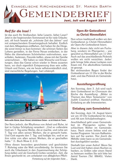 Reif für die Insel - Evangelische Kirchengemeinde ´St. Marien zu Barth