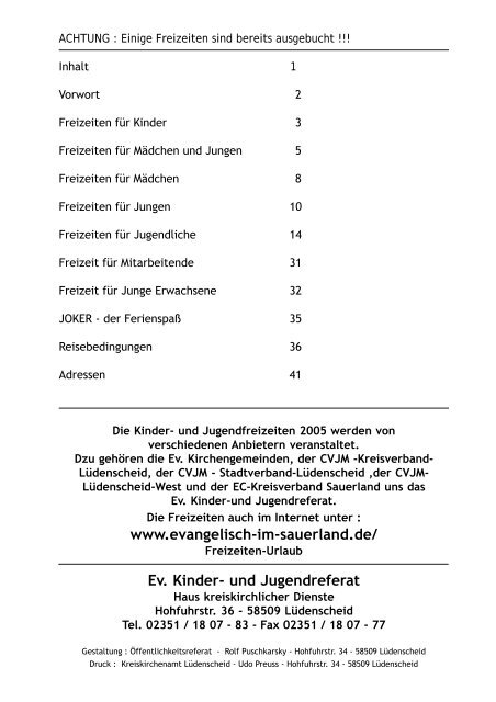 Ev. Kinder- und Jugendreferat - Ev. Kirchenkreis Lüdenscheid ...