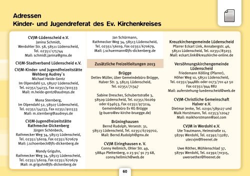 Freizeiten und Schulungen 2013 - Ev. Kirchenkreis Lüdenscheid ...