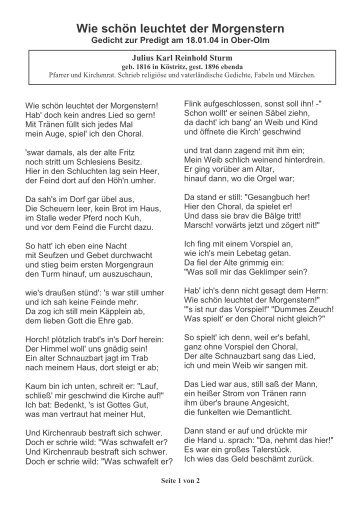 Sturm-Gedicht zu “Wie schön leuchtet ...”