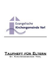 Taufheft für Eltern - Evangelische Kirchengemeinde Verl
