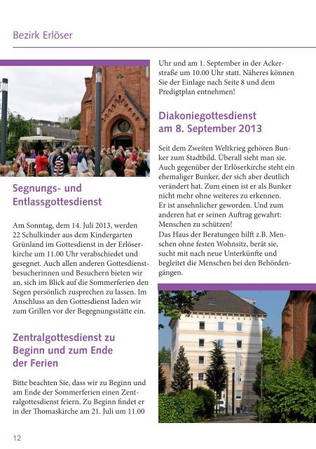 Gemeindebrief Juli - September 2013 - Ev. Kirchengemeinde Herten