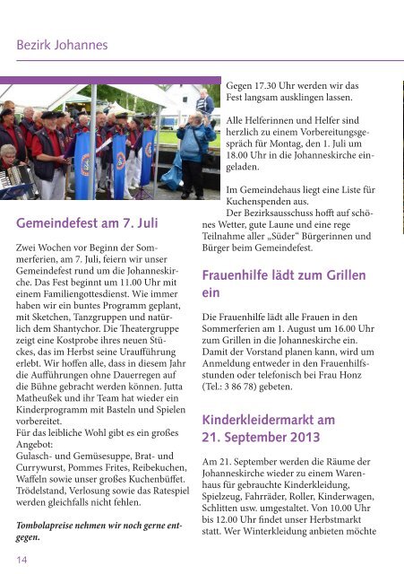 Gemeindebrief Juli - September 2013 - Ev. Kirchengemeinde Herten