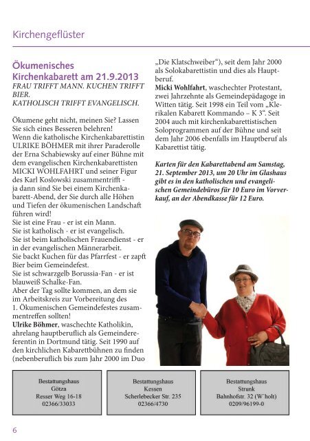Gemeindebrief Juli - September 2013 - Ev. Kirchengemeinde Herten