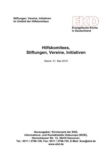 Hilfskomitees, Stiftungen, Vereine, Initiativen - Konvent der ...