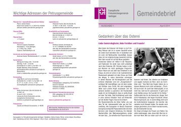 Gemeindebrief April 2011 - Evangelische Petruskirchengemeinde ...