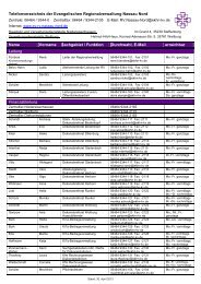 Telefonverzeichnis der Evangelischen Regionalverwaltung Nassau ...