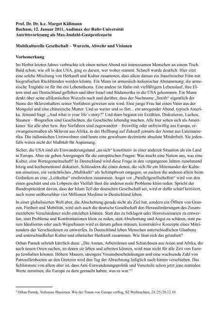 Vorlesung Prof. Käßmann - Evangelisch-Theologische Fakultät