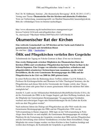 ÖRK und Pfingstkirchen vertiefen ihre Gespräche - Evangelisch ...