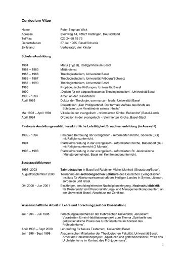 Curriculum Vitae - Evangelisch-Theologische Fakultät - Ruhr ...