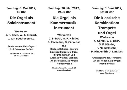 Konzerte und Gottesdienste mit der neuen Klais-Orgel im ...