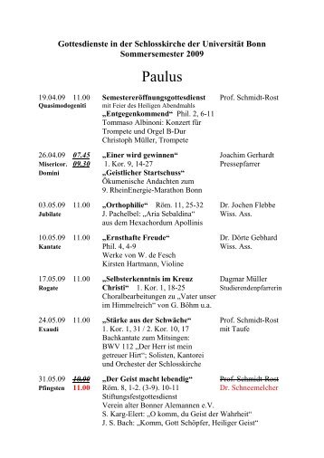 Gottesdienste im SS 09 - Evangelisch-Theologische Fakultät ...