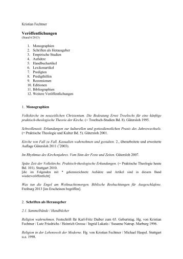 Vollständige Publikationsliste - Evangelisch-Theologische Fakultät