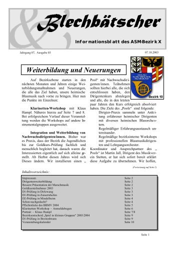 Weiterbildung und Neuerungen - ASM - Bezirk 10 Mindelheim