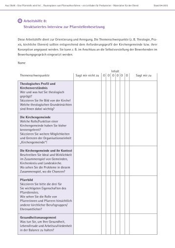 Strukturiertes Interview zur Pfarrstellenbesetzung